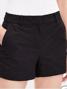 LOFT RIVIERA PALM EYELET BLACK SHORTS SZ 10 $60